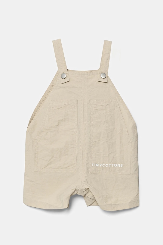 Tinycottons rampers niemowlęcy SOLID SHORT DUNGAREE beżowy SS25.254
