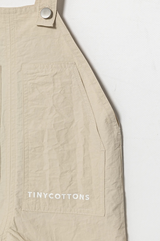 Chłopiec Tinycottons rampers niemowlęcy SOLID SHORT DUNGAREE SS25.254 beżowy