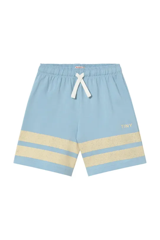 Tinycottons shorts di lana bambino/a STRIPES LOGO SHORT SS25.139 blu SS25