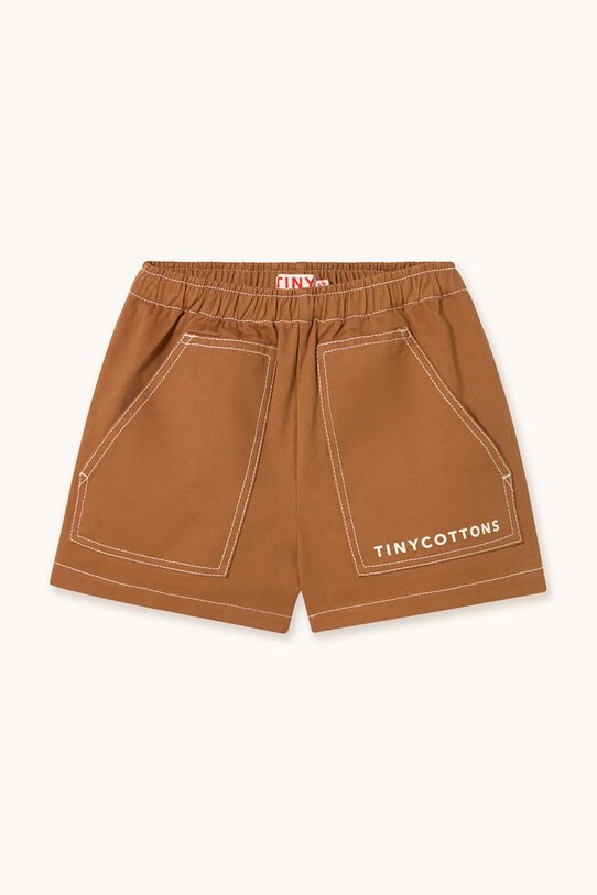 Tinycottons pantaloni scurți din bumbac pentru copii SOLID SHORT casual maro SS25.212