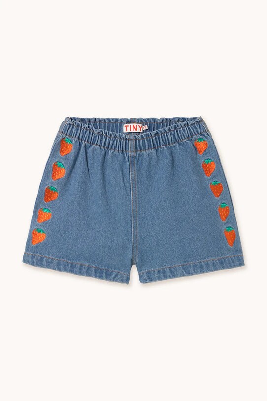 Tinycottons szorty bawełniane dziecięce STRAWBERRIES WOVEN SHORT casual niebieski SS25.249