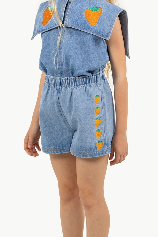 Băieți Tinycottons pantaloni scurți din bumbac pentru copii STRAWBERRIES WOVEN SHORT SS25.249 albastru