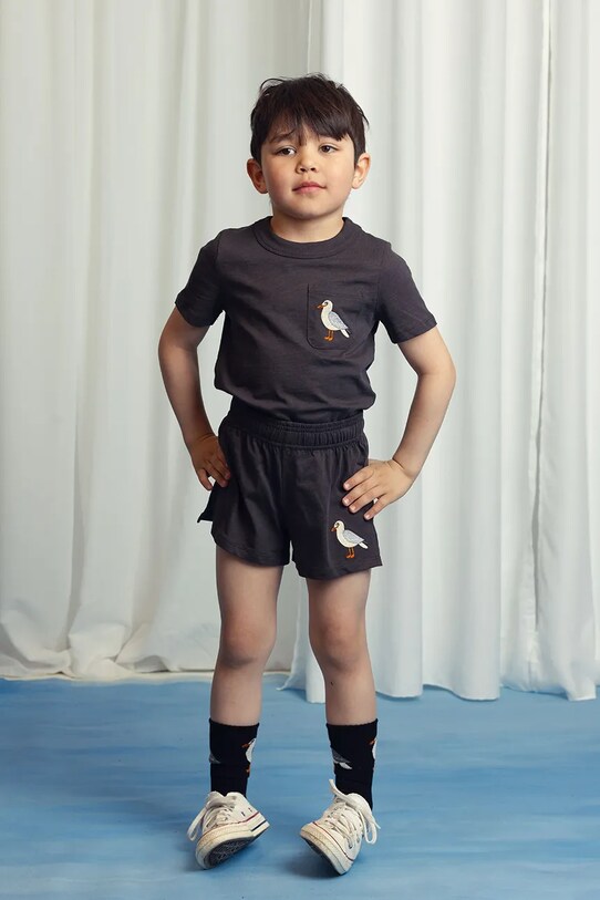 Παιδικό βαμβακερό σορτς Mini Rodini Seagull casual μαύρο 2523012799