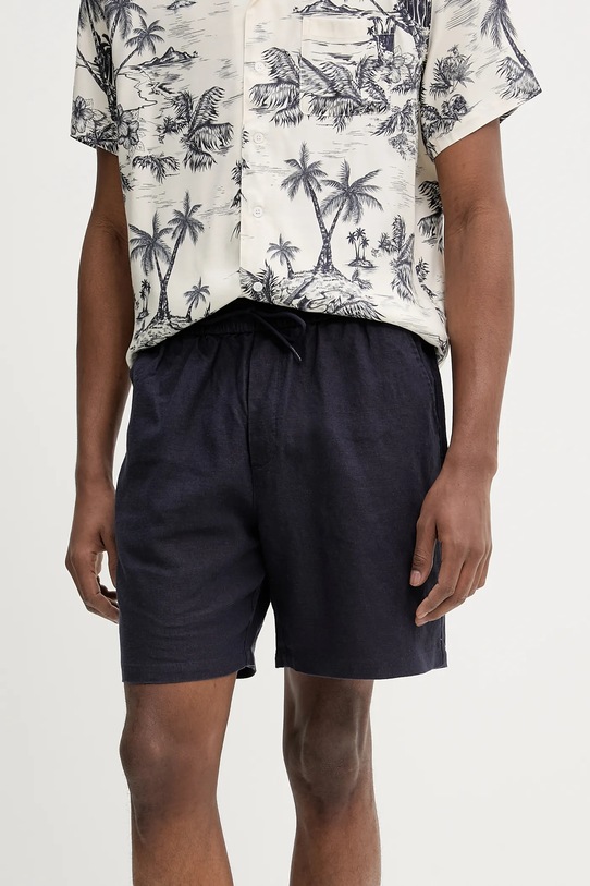 Les Deux pantaloni scurți din in in bleumarin LDM511060