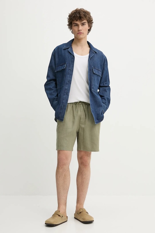 Ľanové šortky Les Deux LDM511060 zelená SS25