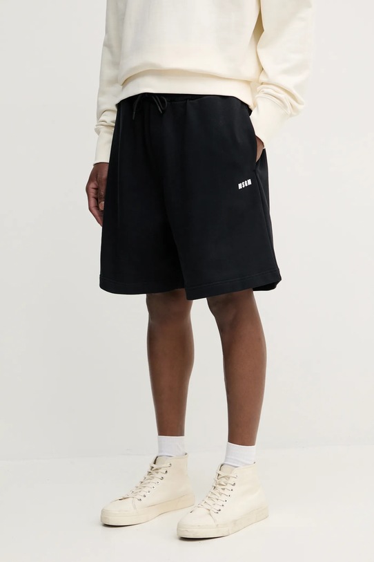 MSGM pantaloni scurti din bumbac bumbac negru 3840MB76.257000