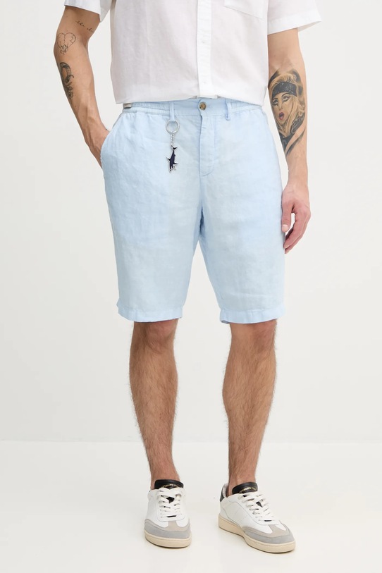 Лляні шорти Paul&Shark льон блакитний 25414037