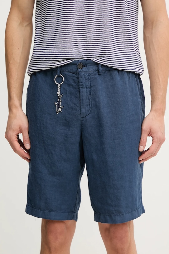 Paul&Shark szorty lniane tkanina granatowy 25414037
