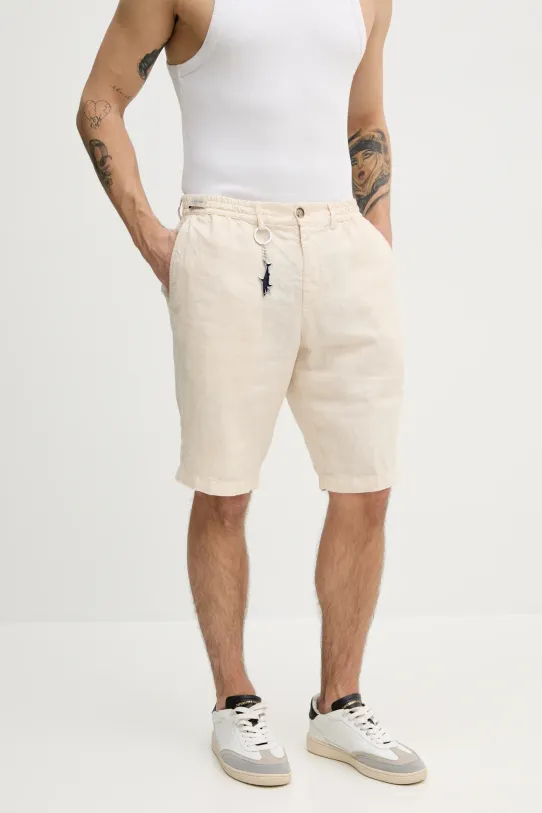 Paul&Shark pantaloncini in lino tessuto beige 25414037