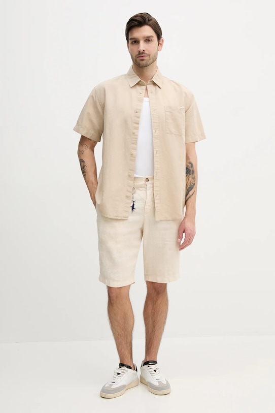 Paul&Shark pantaloni scurți din in 25414037 bej SS25