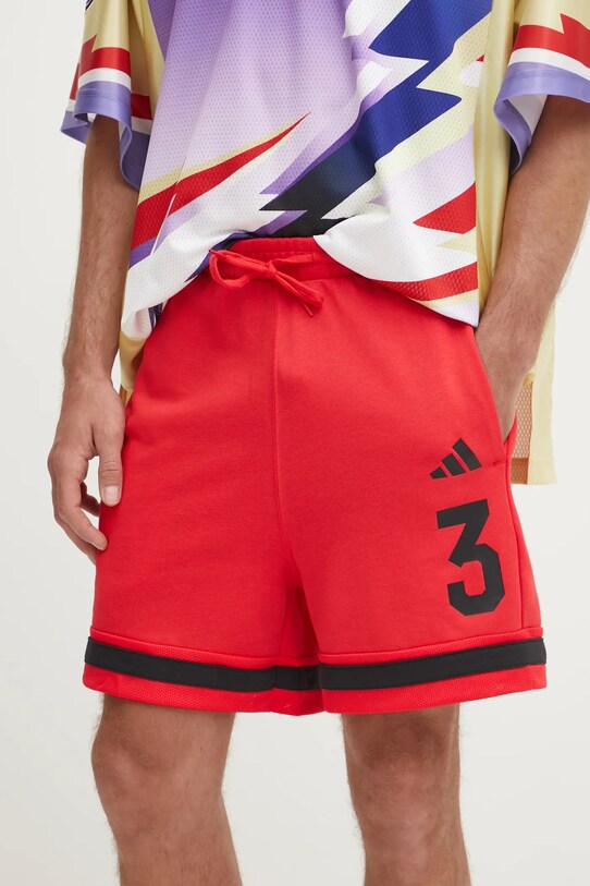 Σορτς adidas US Sports πλεκτό ύφασμα κόκκινο JD8089