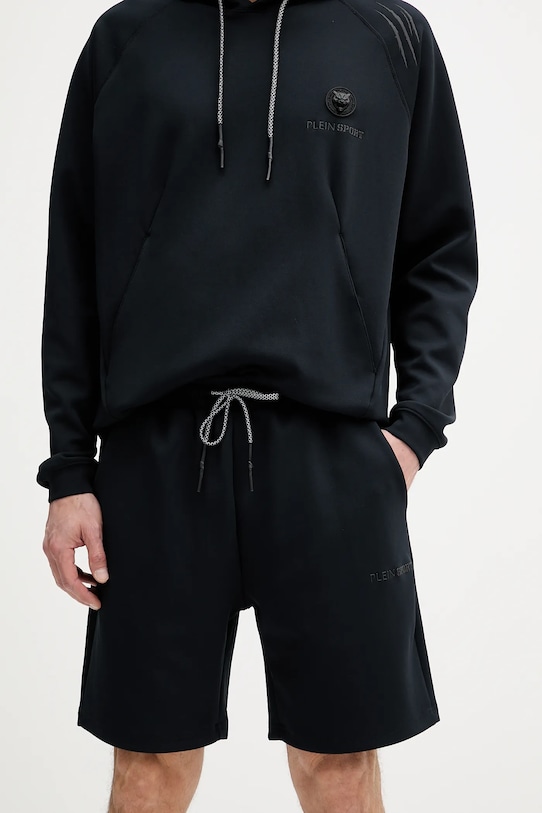 PLEIN SPORT pantaloni scurți tricotaj negru SAEC.MJT2476.STE003N