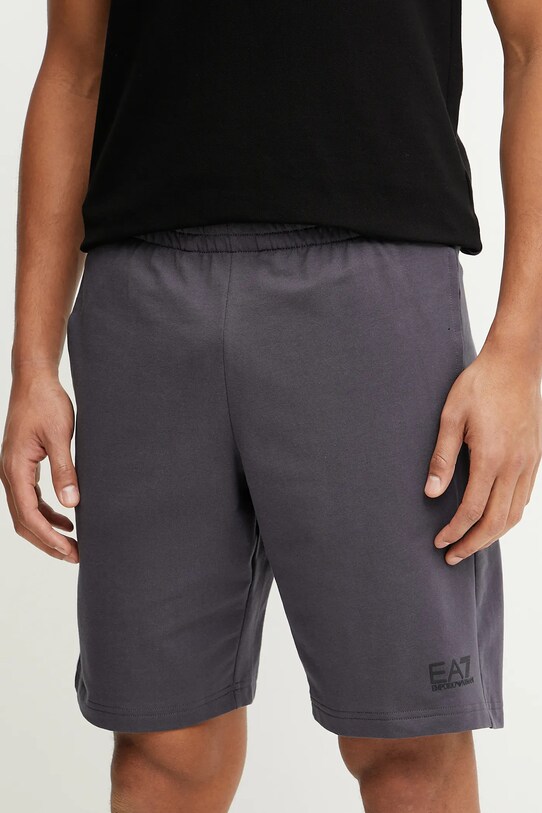 Хлопковые шорты EA7 Emporio Armani хлопок серый PJVRZ.8NPS65