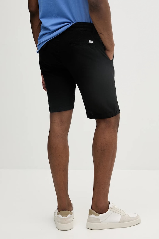 Îmbrăcăminte Lindbergh pantaloni scurți din in 30.508003.BLACK negru