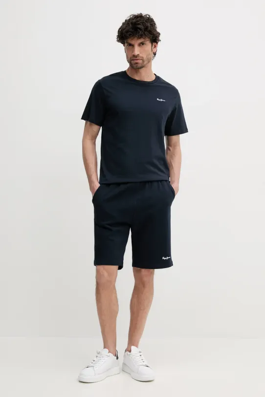 Памучен къс панталон Pepe Jeans DUKE SHORTS PM211864 тъмносин SS25