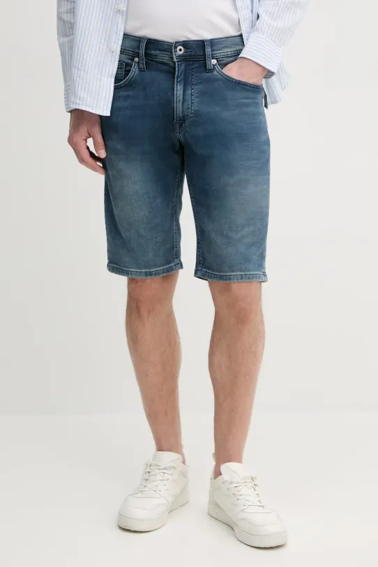 Pepe Jeans pantaloni scurti jeans SLIM GYMDIGO SHORT TRACK jeans bleumarin PM801075UI5