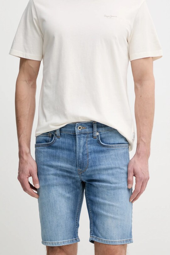 Pepe Jeans szorty jeansowe SLIM SHORT HATCH z elastanem niebieski PM801080IC0