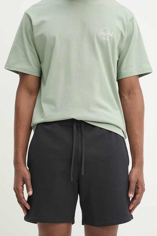 Bombažne kratke hlače Herschel Pletenina črna 50291.00001