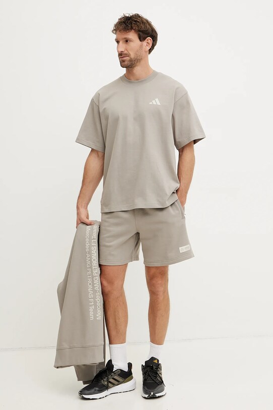 adidas pantaloni scurti din bumbac x Mercedes JW3086 bej SS25