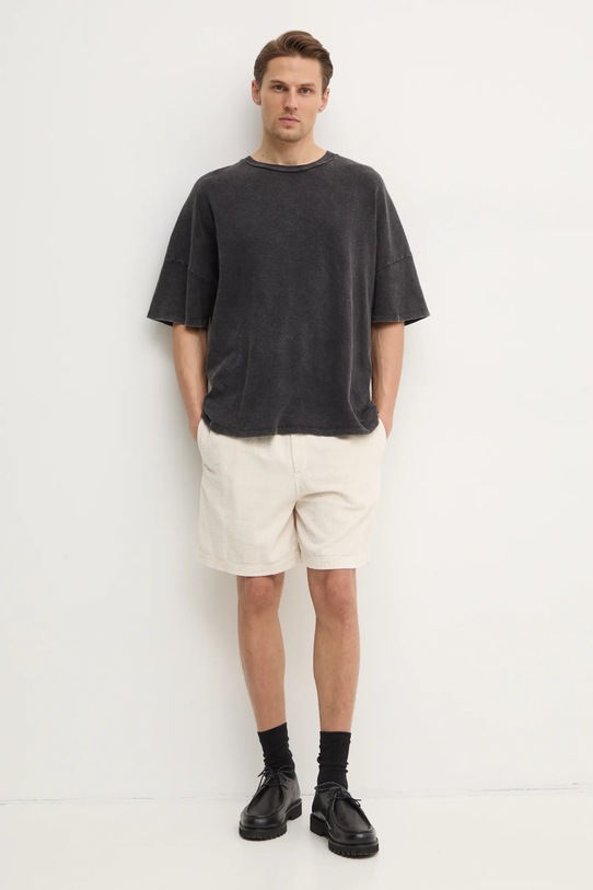 Manšestrové šortky American Vintage MPADO09BE25 béžová SS25