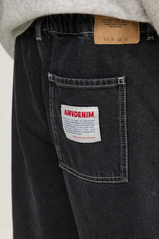 American Vintage pantaloni scurti jeans negru MYOP09BE25