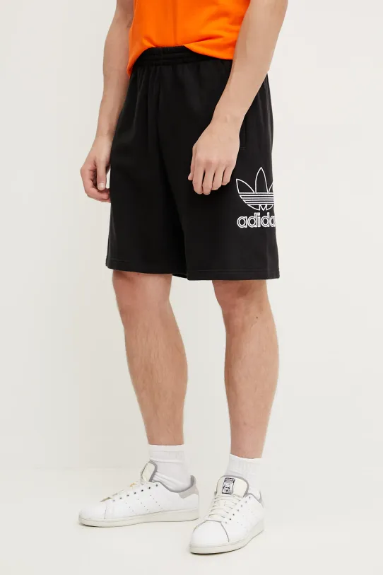 adidas Originals pantaloni scurti din bumbac Trefoil uni negru JP2684