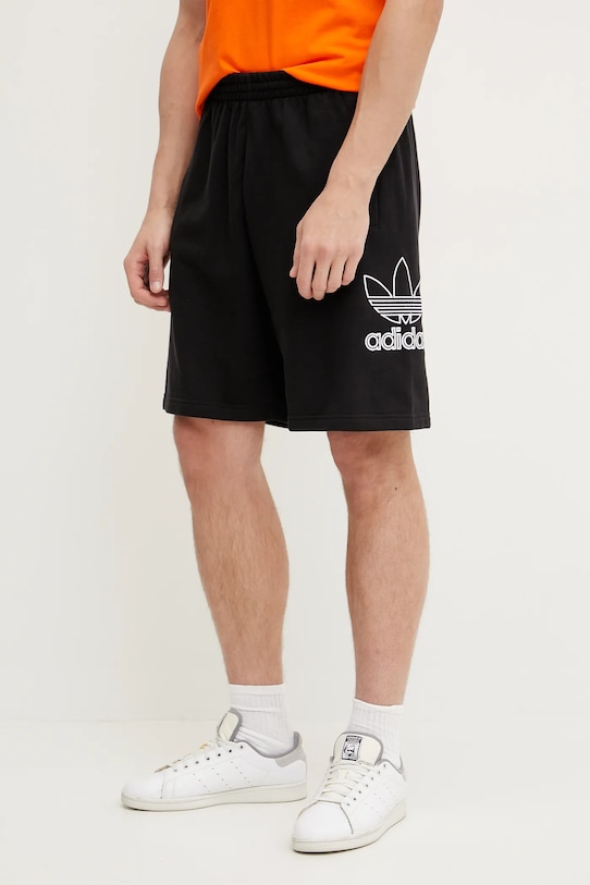 Βαμβακερό σορτσάκι adidas Originals Trefoil βαμβάκι μαύρο JP2684