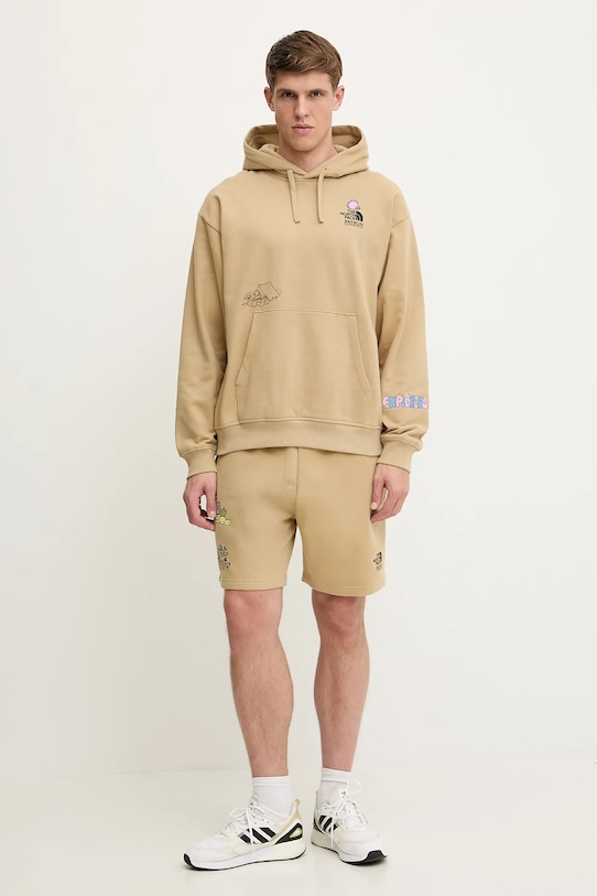 Βαμβακερό σορτσάκι The North Face Mountain Cleanup NF0A8C2XLK51 μπεζ SS25