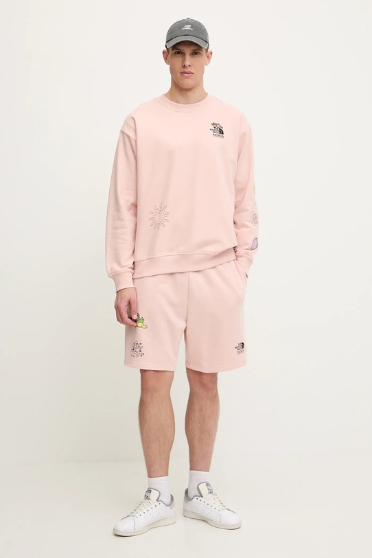 Βαμβακερό σορτσάκι The North Face Mountain Cleanup NF0A8C2XLK61 ροζ SS25