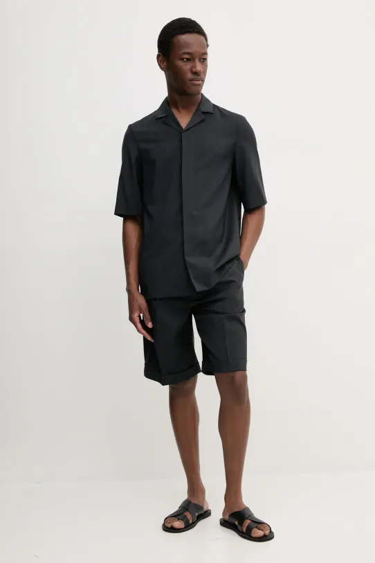 BARENA VENEZIA szorty wełniane Camicia Mola PAU5095.478 czarny SS25