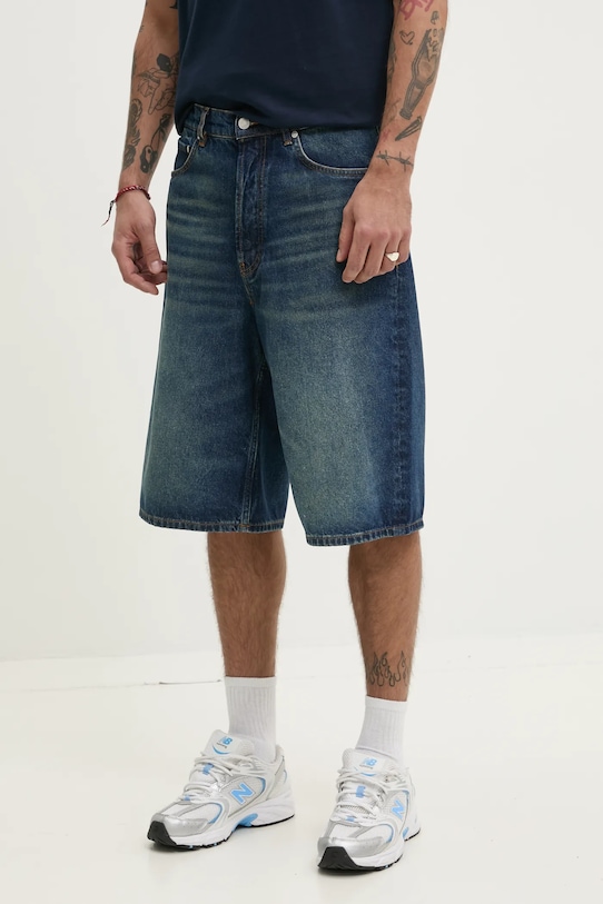 HUGO szorty jeansowe bawełna granatowy 50537732