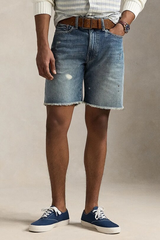 Джинсові бавовняні шорти Polo Ralph Lauren 710963278 блакитний SS25