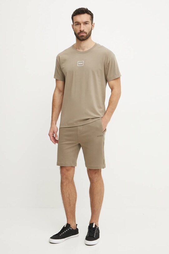 HUGO pantaloni scurți din bumbac 50540936 verde SS25