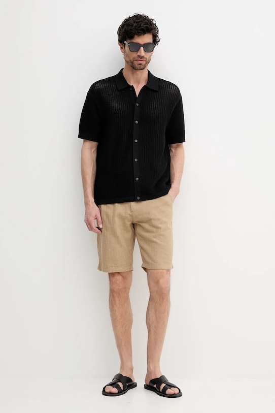 Lindbergh szorty z domieszką lnu 30.505020.SAND zielony SS25