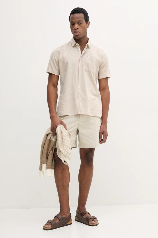 Barbour pantaloni scurți din in Cotton Linen Relaxed Short MST0056 bej SS25
