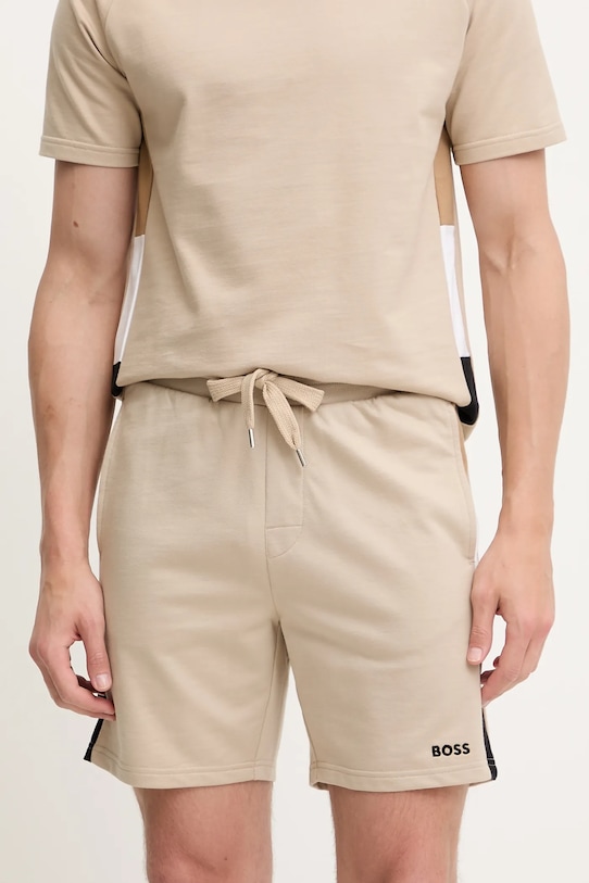 BOSS pamut rövidnadrág mintás bézs 50540730