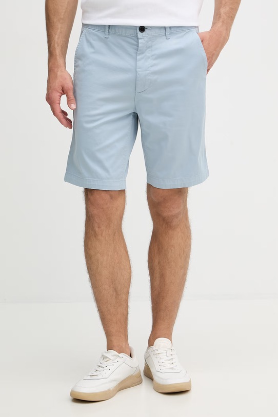 BOSS Orange chino šortky pánské bavlněné s elastanem modrá 50536723