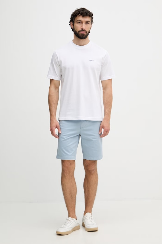 BOSS Orange chino šortky pánské bavlněné s elastanem 50536723 modrá SS26