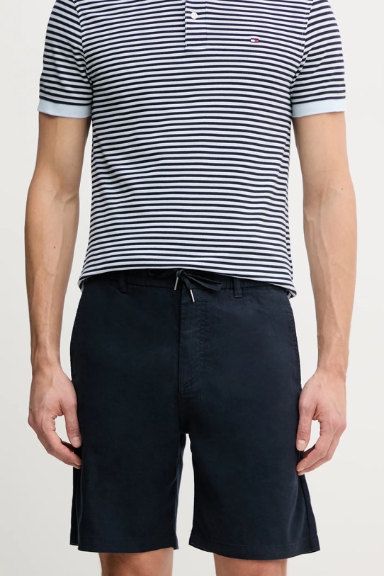 Лляні шорти BOSS Orange льон темно-синій 50536863