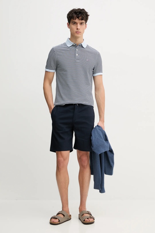 Лляні шорти BOSS Orange 50536863 темно-синій SS25