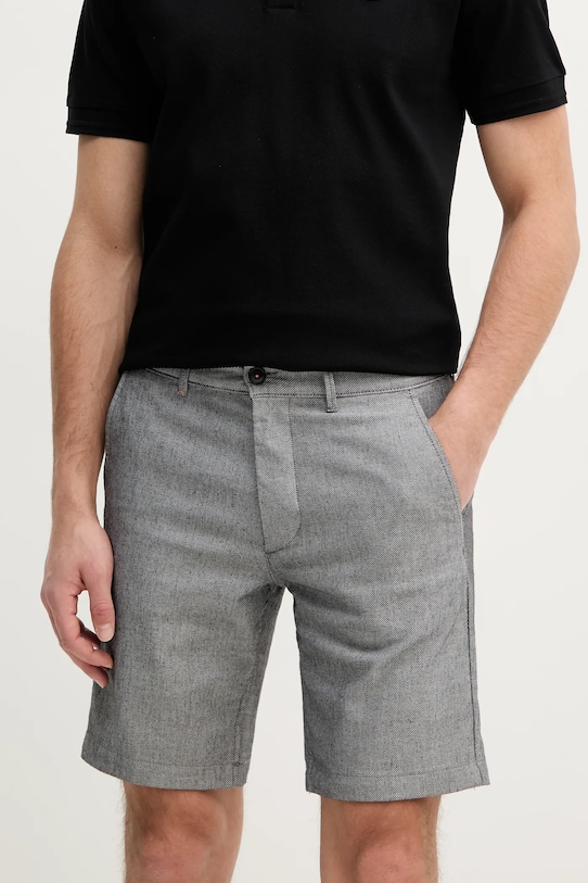 BOSS Orange pantaloni scurți din amestec de in uni gri 50536874