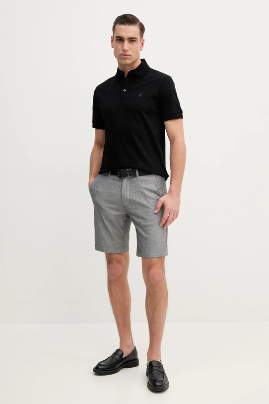 BOSS Orange pantaloni scurți din amestec de in 50536874 gri SS25