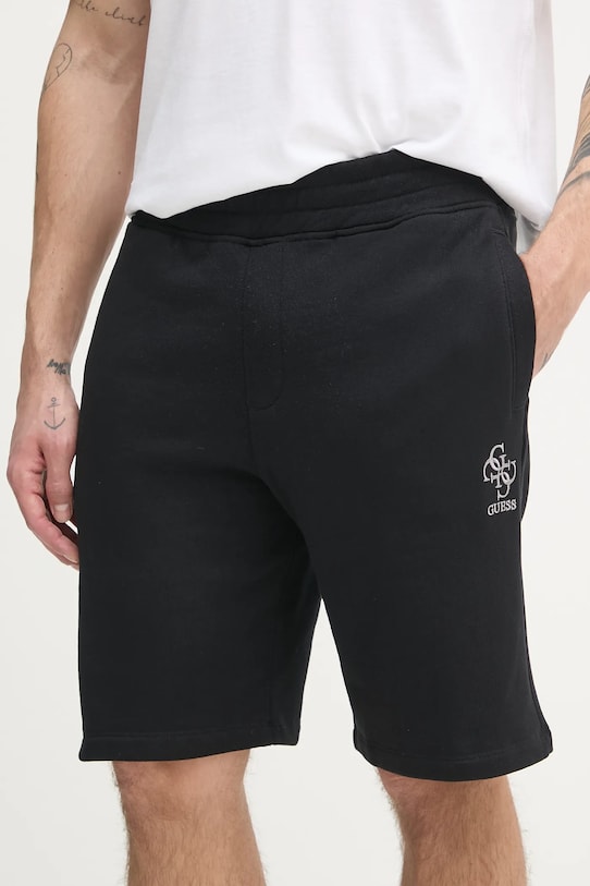 Guess pantaloni scurti CLOVIS tricotaj negru M5GD10.KCN01