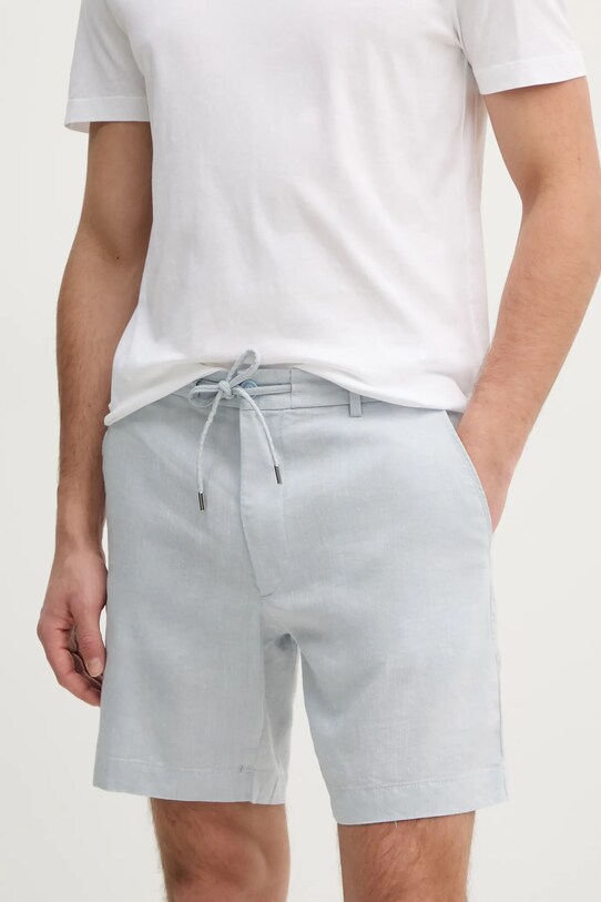 Ленен къс панталон BOSS лен син 50538016