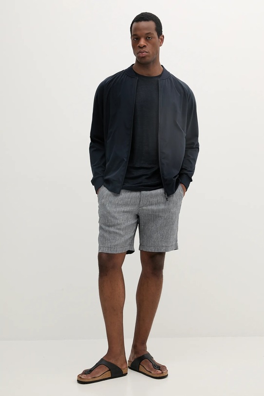 BOSS pantaloni scurti din in 50538016 albastru SS25