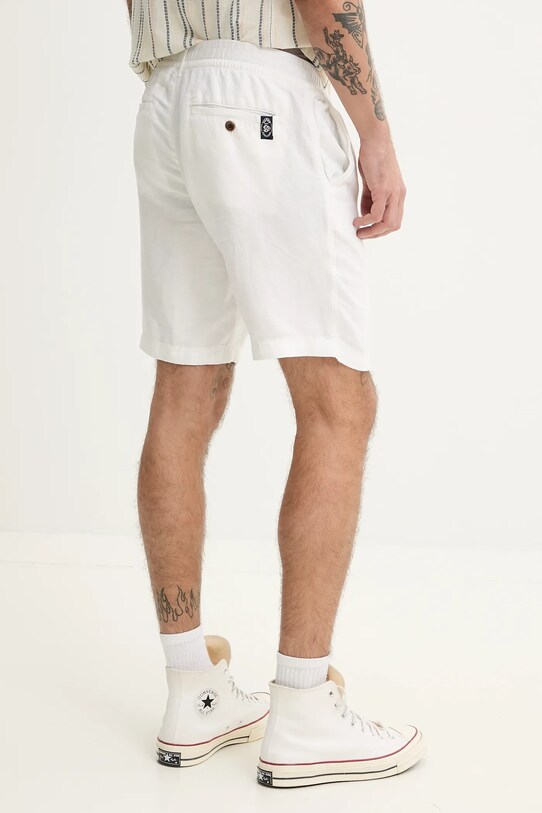 Îmbrăcăminte Superdry pantaloni scurti din in M7110455A.01C alb