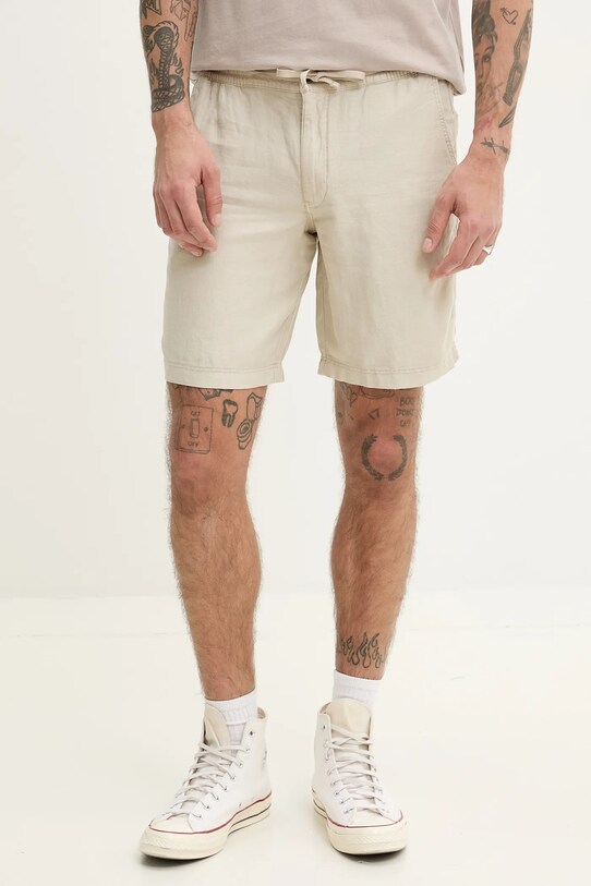 Superdry pantaloni scurți din in in bej M7110455A.S1F