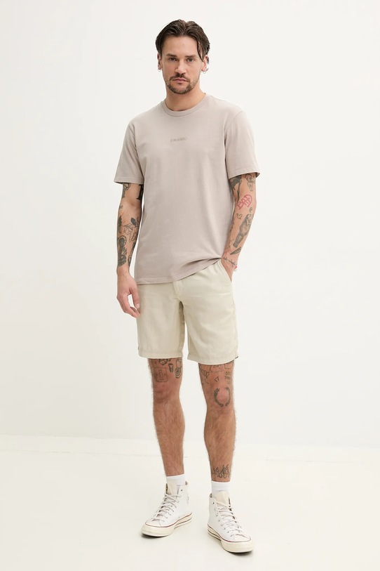 Lněné kraťasy Superdry M7110455A.S1F béžová SS25