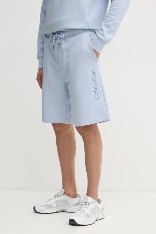 Bavlnené šortky Calvin Klein jemný vzor modrá K10K114121