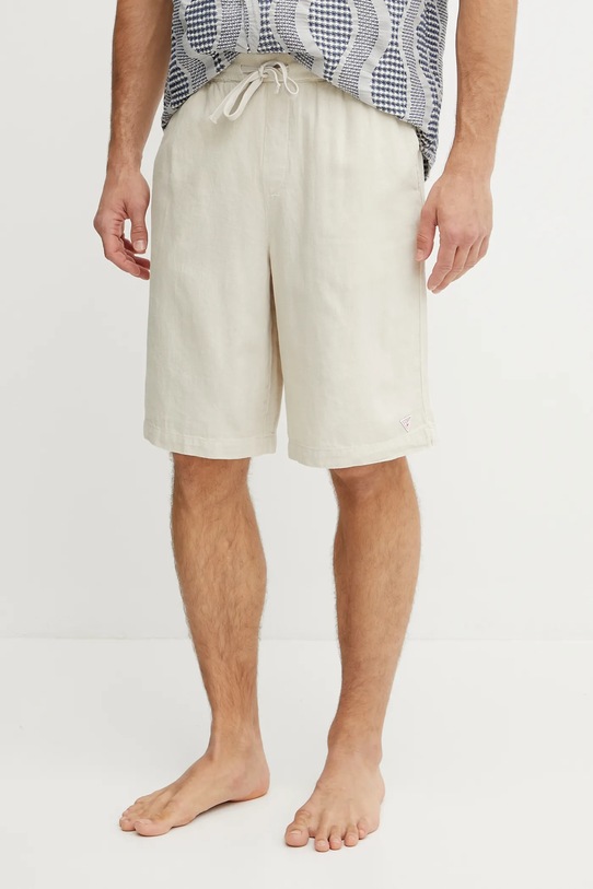 Guess pantaloni scurți din in in bej F5GD00.WH4J0